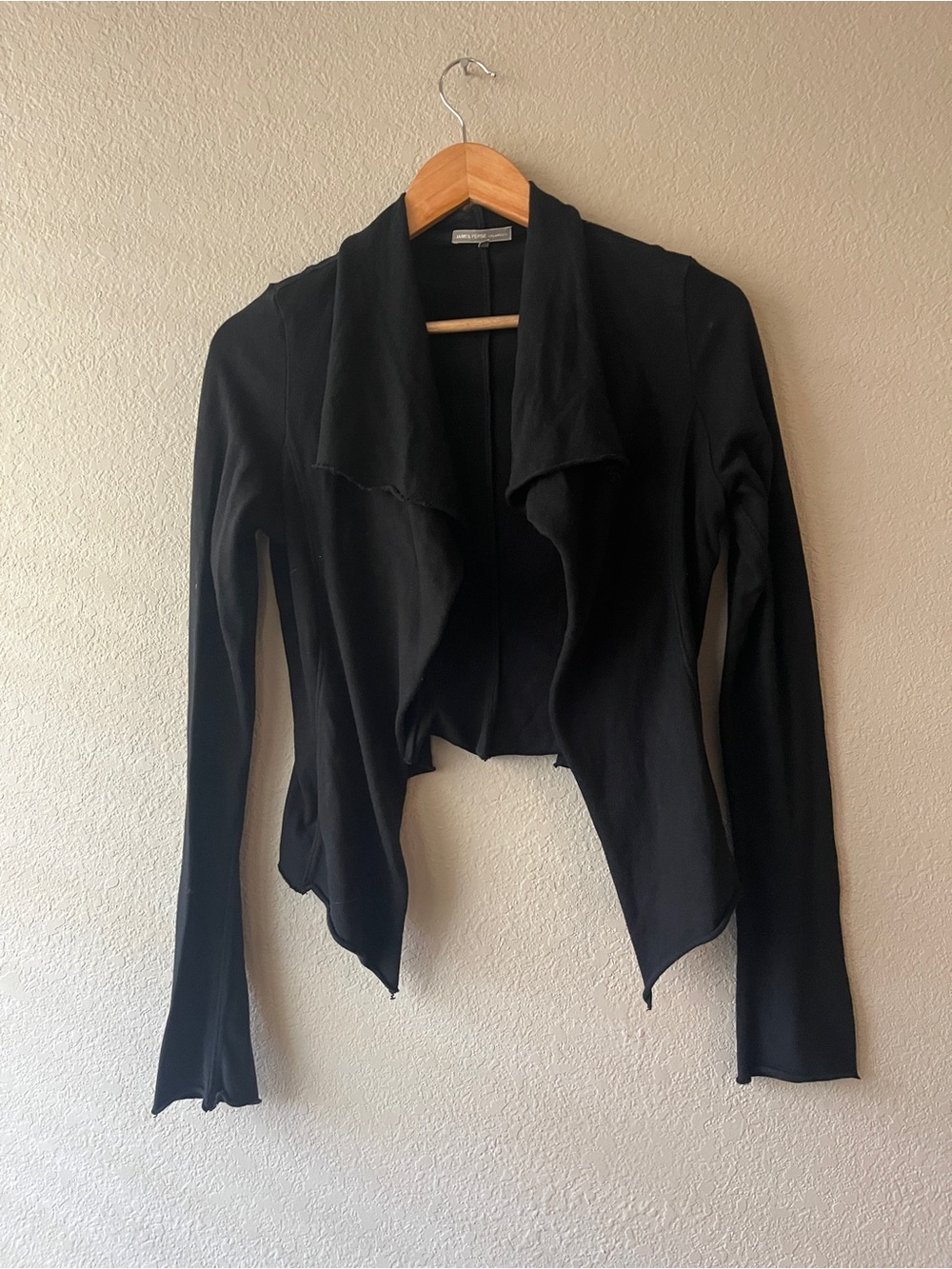 James Perse Black Draped Open-Front Blazer Cardi Size 3